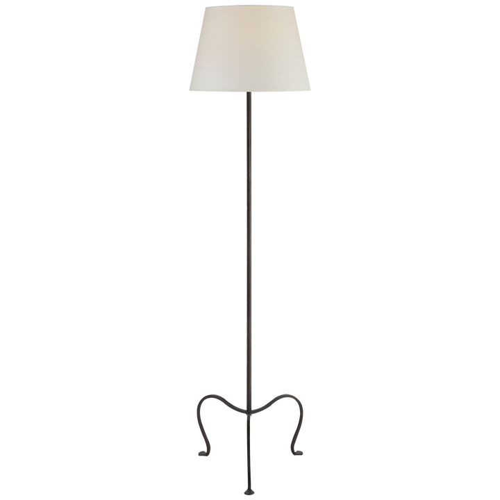 Atlana Petite Tri-Leg Floor Lamp with Natural Percale Shade-Visual Comfort-VISUAL-SP 1009AI-PL-Floor LampsAged Iron-2-France and Son