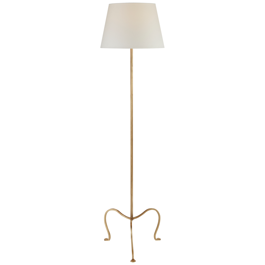 Atlana Petite Tri-Leg Floor Lamp with Natural Percale Shade-Visual Comfort-VISUAL-SP 1009GI-PL-Floor LampsGilded Iron-1-France and Son