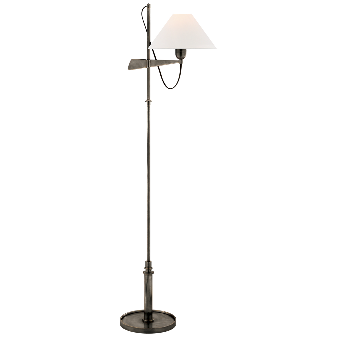 Harris Bridge Arm Floor Lamp-Visual Comfort-VISUAL-SP 1505BZ-L-Floor LampsBronze-Linen Shade-3-France and Son