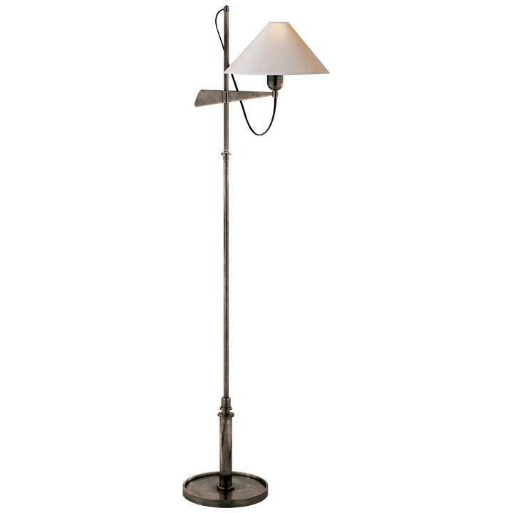 Harris Bridge Arm Floor Lamp-Visual Comfort-VISUAL-SP 1505BZ-NP-Floor LampsBronze-Natural Paper Shade-6-France and Son