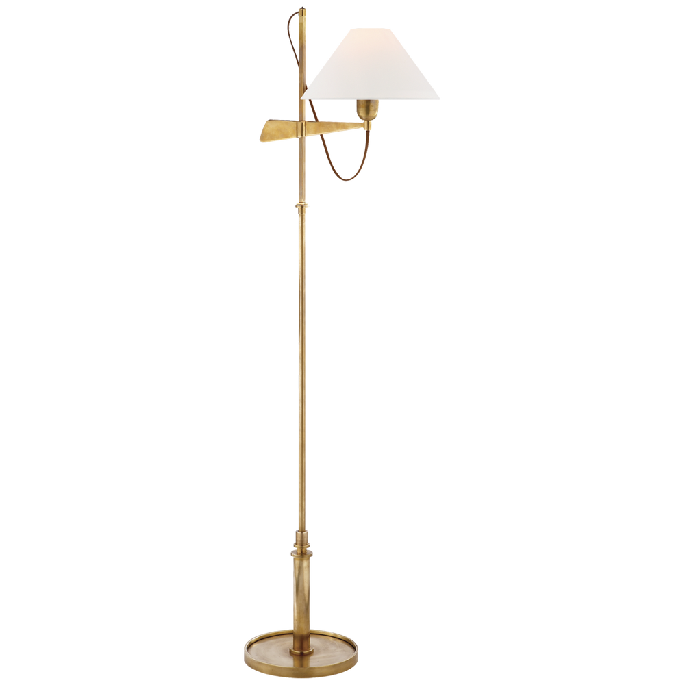 Harris Bridge Arm Floor Lamp-Visual Comfort-VISUAL-SP 1505HAB-L-Floor LampsHand-Rubbed Antique Brass-Linen Shade-2-France and Son