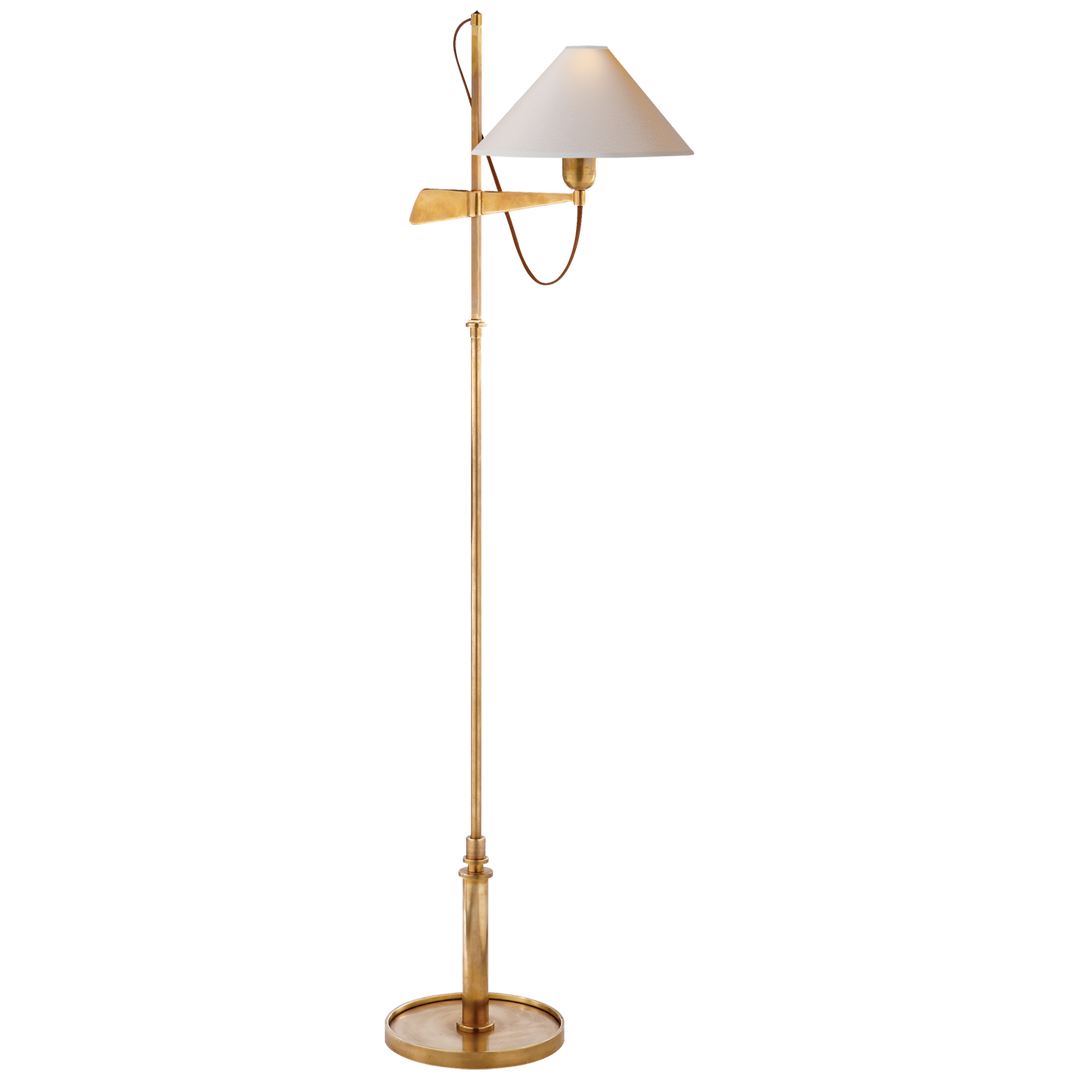 Harris Bridge Arm Floor Lamp-Visual Comfort-VISUAL-SP 1505HAB-NP-Floor LampsHand-Rubbed Antique Brass-Natural Paper Shade-5-France and Son