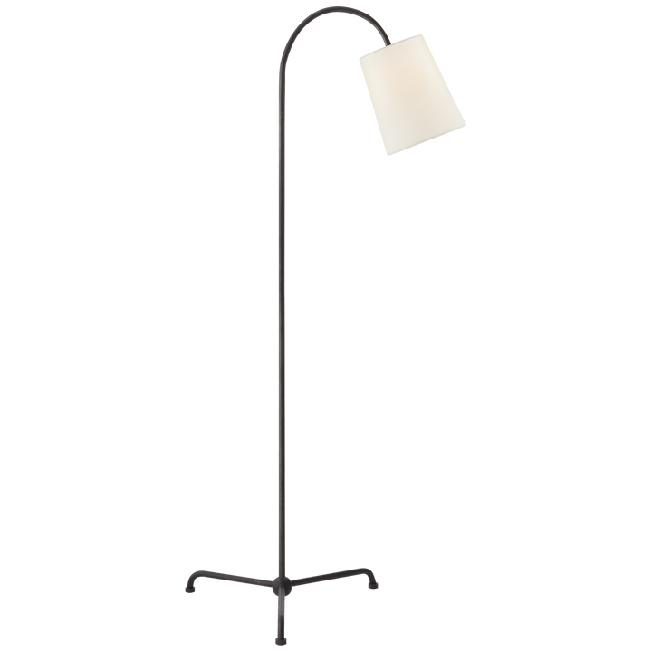 Mika Floor Lamp with Linen Shade-Visual Comfort-VISUAL-TOB 1021AI-L-Floor LampsAged Iron-3-France and Son