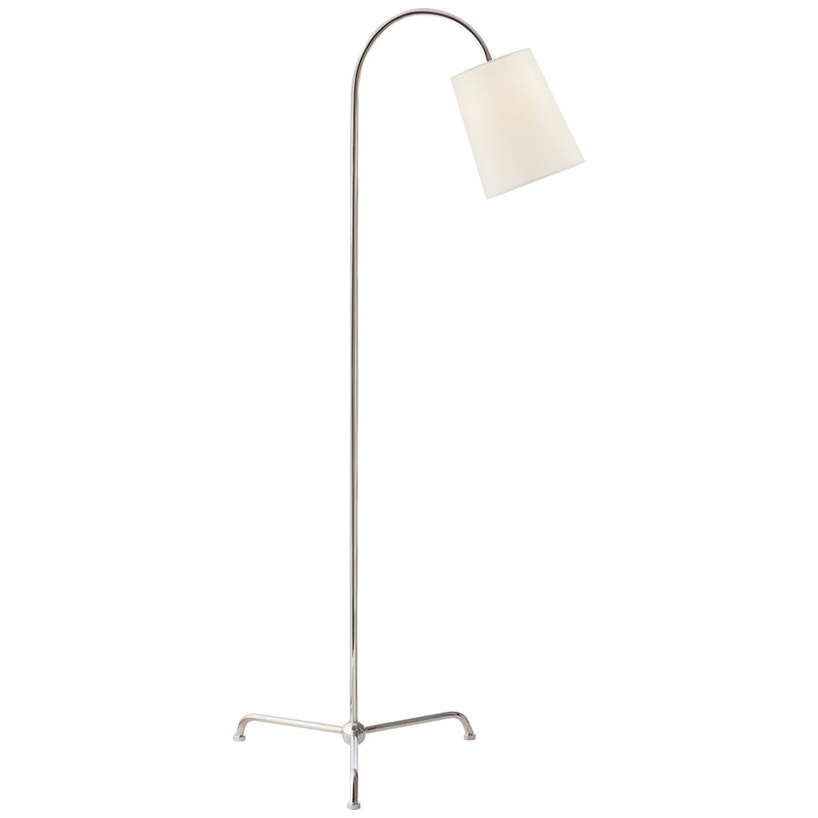 Mika Floor Lamp with Linen Shade-Visual Comfort-VISUAL-TOB 1021PN-L-Floor LampsPolished Nickel-1-France and Son