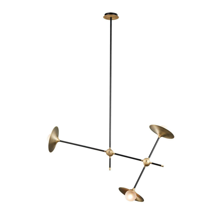 Modern Collared Baton Chandelier-France & Son-LM3593PBLKBRS-Chandeliers-1-France and Son