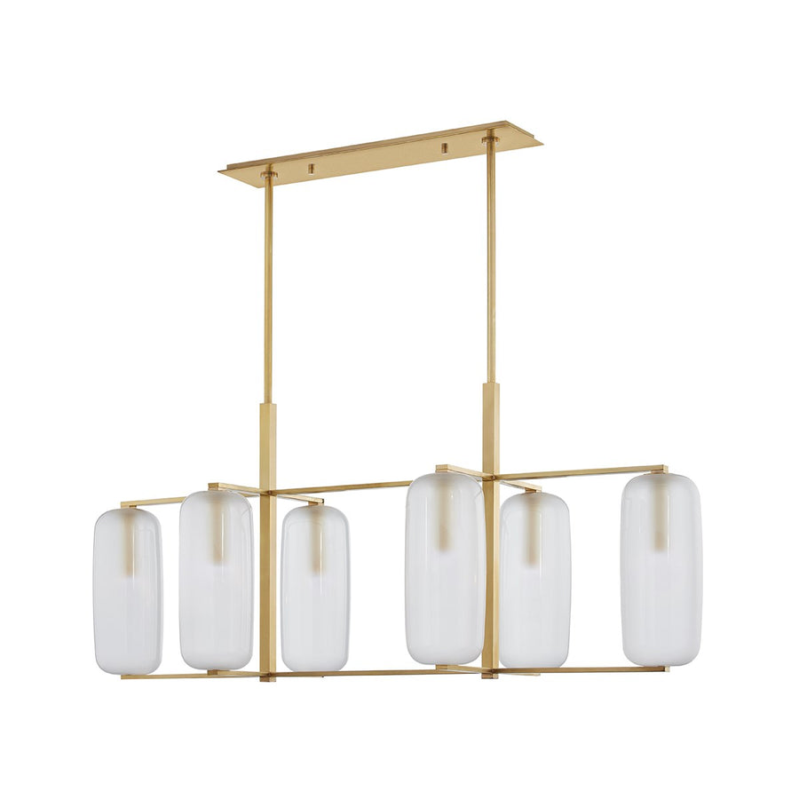 Pebble Linear Chandelier-Hudson Valley-HVL-3476-AGB-ChandeliersAged Brass-1-France and Son