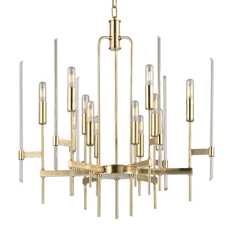 Bari 12 Light Chandelier-Hudson Valley-HVL-9912-AGB-ChandeliersAged Brass-1-France and Son