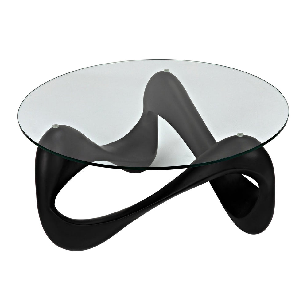 Orion Coffee Table - Black Resin Cement with Glass-Noir-NOIR-AF-55B-Coffee Tables-2-France and Son