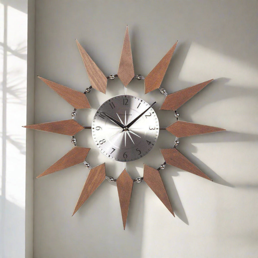 Mid Century Modern Floating Sunburst Clock
