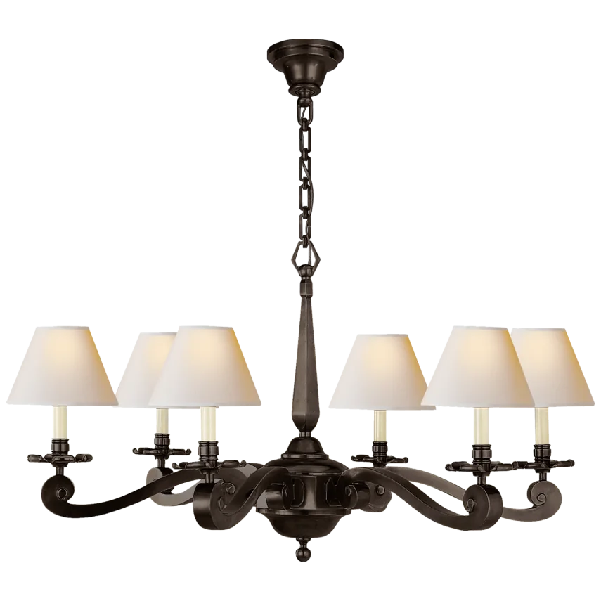 Myanmar Chandelier-Visual Comfort-VISUAL-AH 5010GM-NP-ChandeliersGun Metal with Natural Paper Shades-2-France and Son