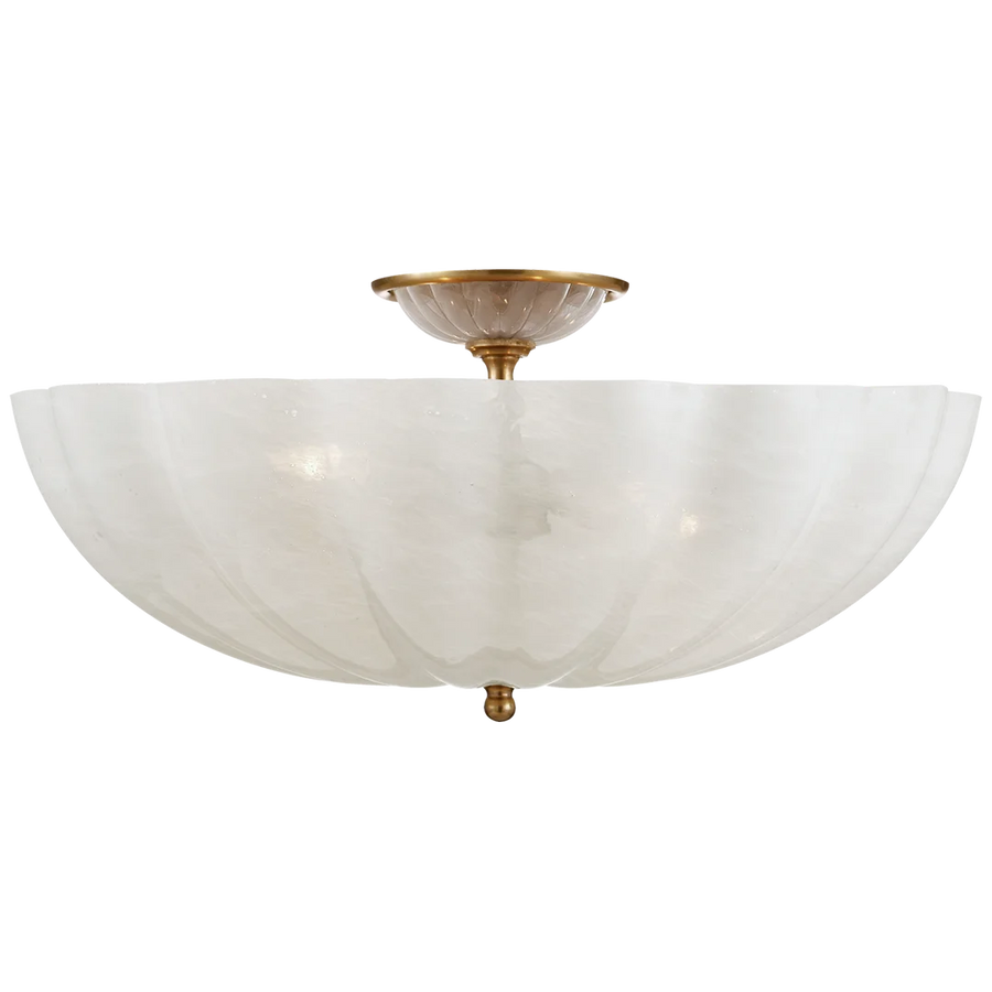 Rosedale Large Semi-Flush Mount-Visual Comfort-VISUAL-ARN 4001HAB-WG-Flush MountsHand-Rubbed Antique Brass-White Strie Glass-1-France and Son