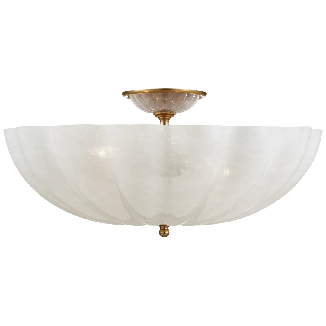 Rosedale Large Semi-Flush Mount-Visual Comfort-VISUAL-ARN 4001HAB-WG-Flush MountsHand-Rubbed Antique Brass-White Strie Glass-1-France and Son