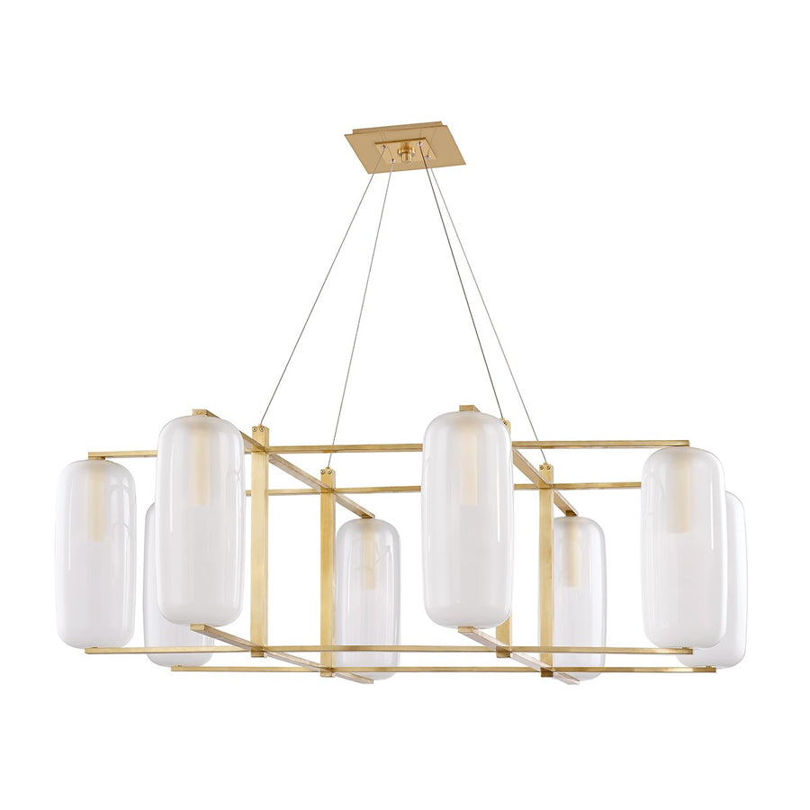Pebble Octad Chandelier-Hudson Valley-HVL-3478-AGB-ChandeliersAged Brass-1-France and Son