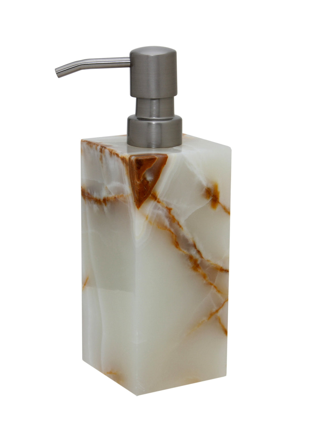 Myrtus Collection Square Soap Dispenser-Marble Crafter-MC-BA02-1LG-Bathroom DecorLight Green Onyx-4-France and Son
