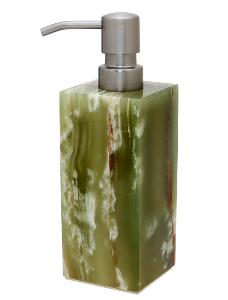 Myrtus Collection Square Soap Dispenser-Marble Crafter-MC-BA02-1WG-Bathroom DecorWhirl Green Onyx-8-France and Son