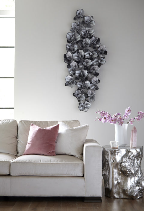 Orchid Collage Wall Art, Silver/Black-Phillips Collection-PHIL-TH100739-Wall Art-2-France and Son