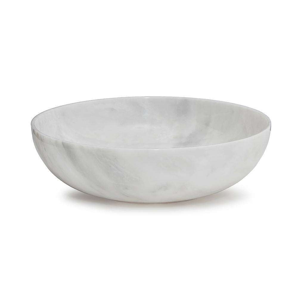 Laurus Collection Pearl White 16" Marble Bowl