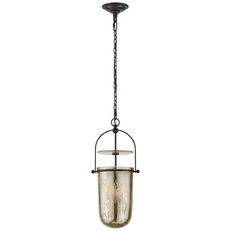 Lorry Tall Smoke Bell Lantern-Visual Comfort-VISUAL-CHC 2298AI-MG-ChandeliersAged Iron-Mercury Glass-1-France and Son