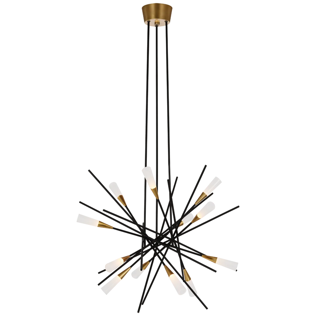 Shella Medium Chandelier-Visual Comfort-VISUAL-CHC 5605BLK-ChandeliersMatte Black and Antique Brass-1-France and Son