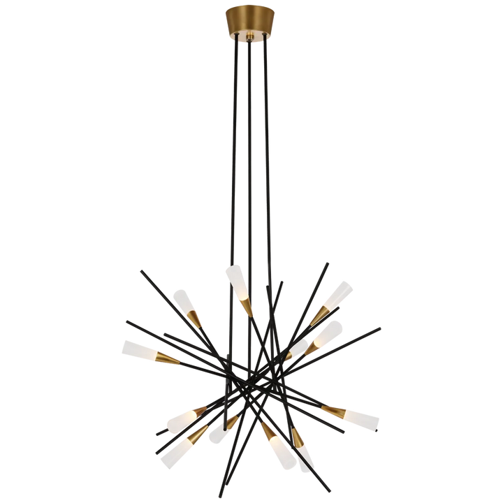 Shella Medium Chandelier-Visual Comfort-VISUAL-CHC 5605BLK-ChandeliersMatte Black and Antique Brass-1-France and Son