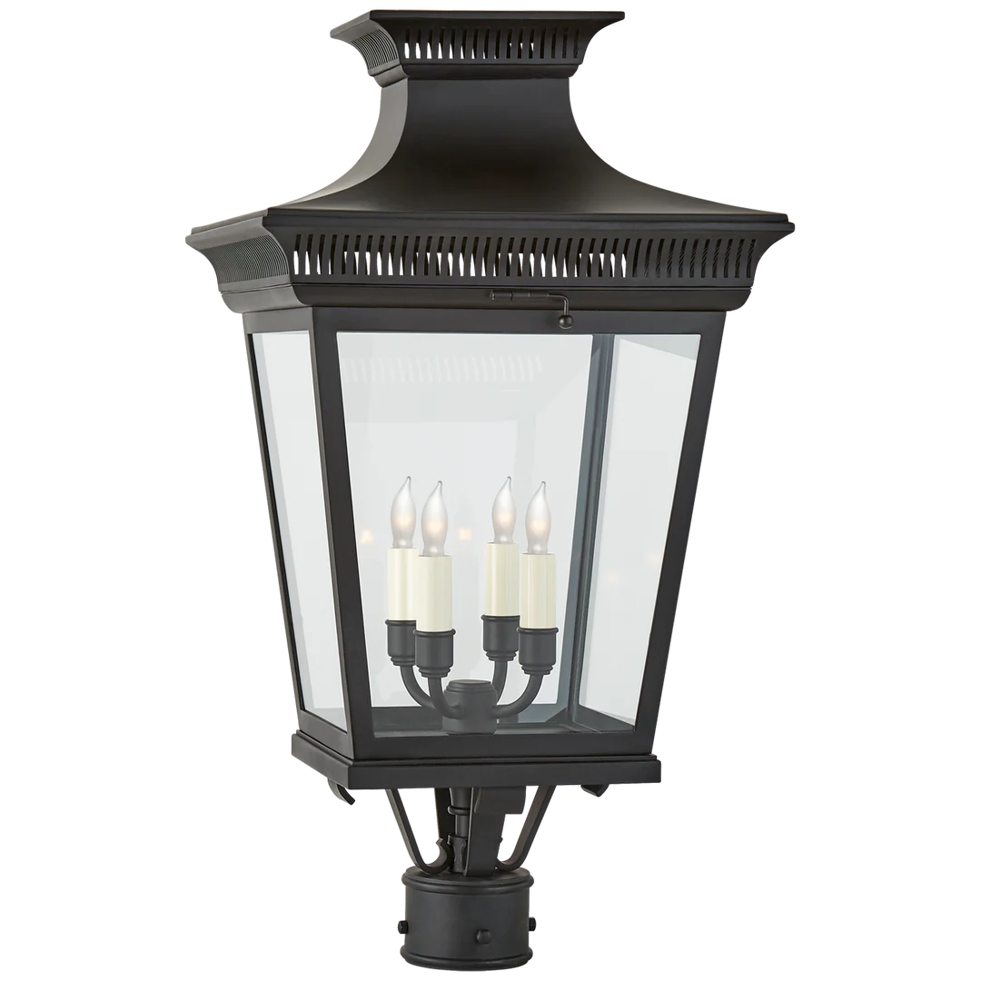 Elsie Medium Post Lantern-Visual Comfort-VISUAL-CHO 7055BLK-CG-Outdoor PendantsBlack-Clear Glass-1-France and Son