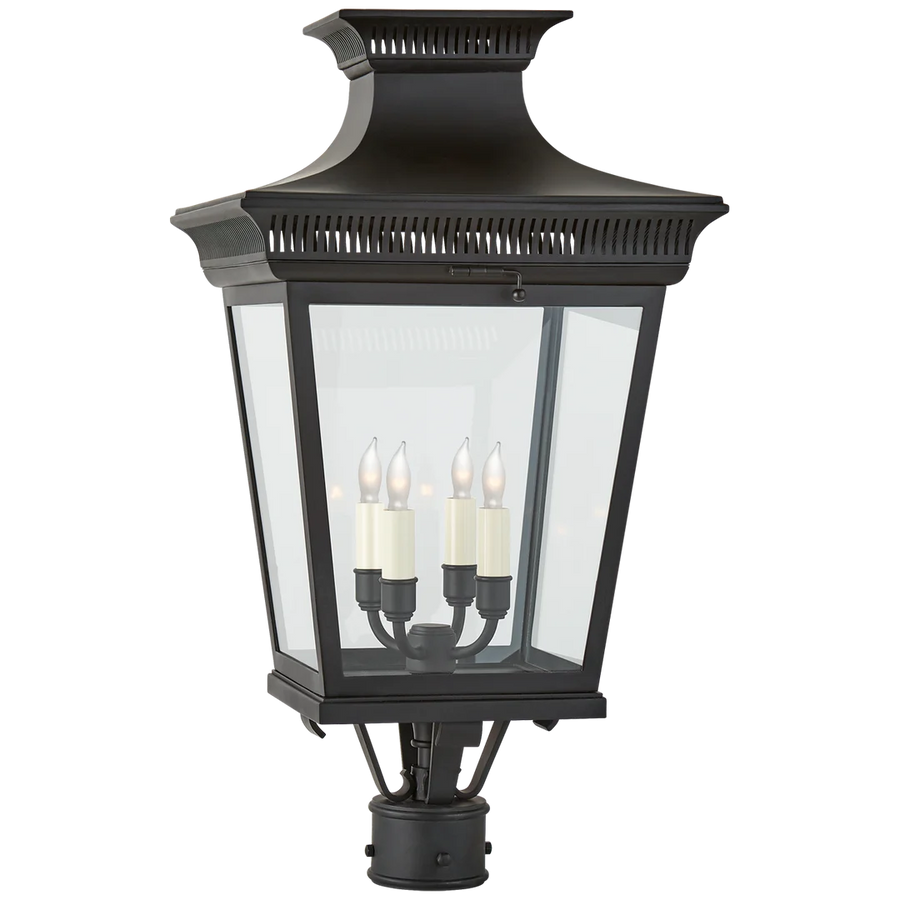 Elsie Medium Post Lantern-Visual Comfort-VISUAL-CHO 7055BLK-CG-Outdoor PendantsBlack-Clear Glass-1-France and Son