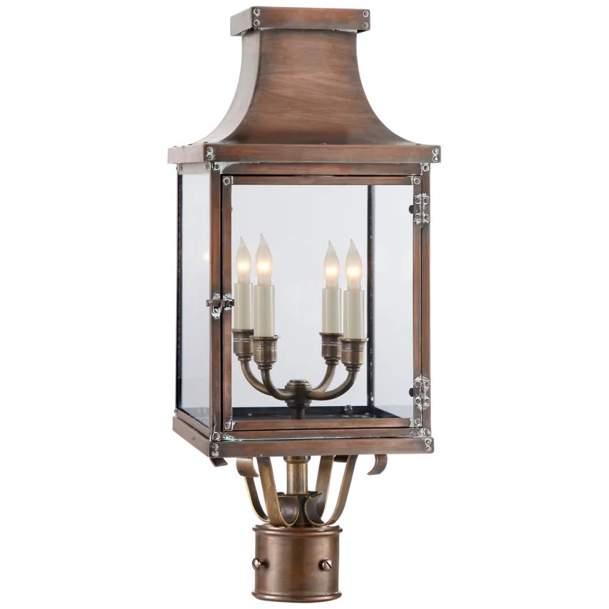 Betty Post Lantern-Visual Comfort-VISUAL-CHO 7820NC-CG-Outdoor Post LanternsNatural Copper-Clear Glass-1-France and Son