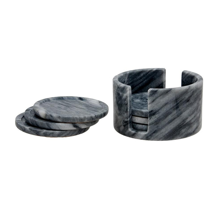 Dionysus Collection - 6 Piece Coaster Set w/Caddie-Marble Crafter-MC-CO25-CG-Bar DecorCloud Gray-3-France and Son