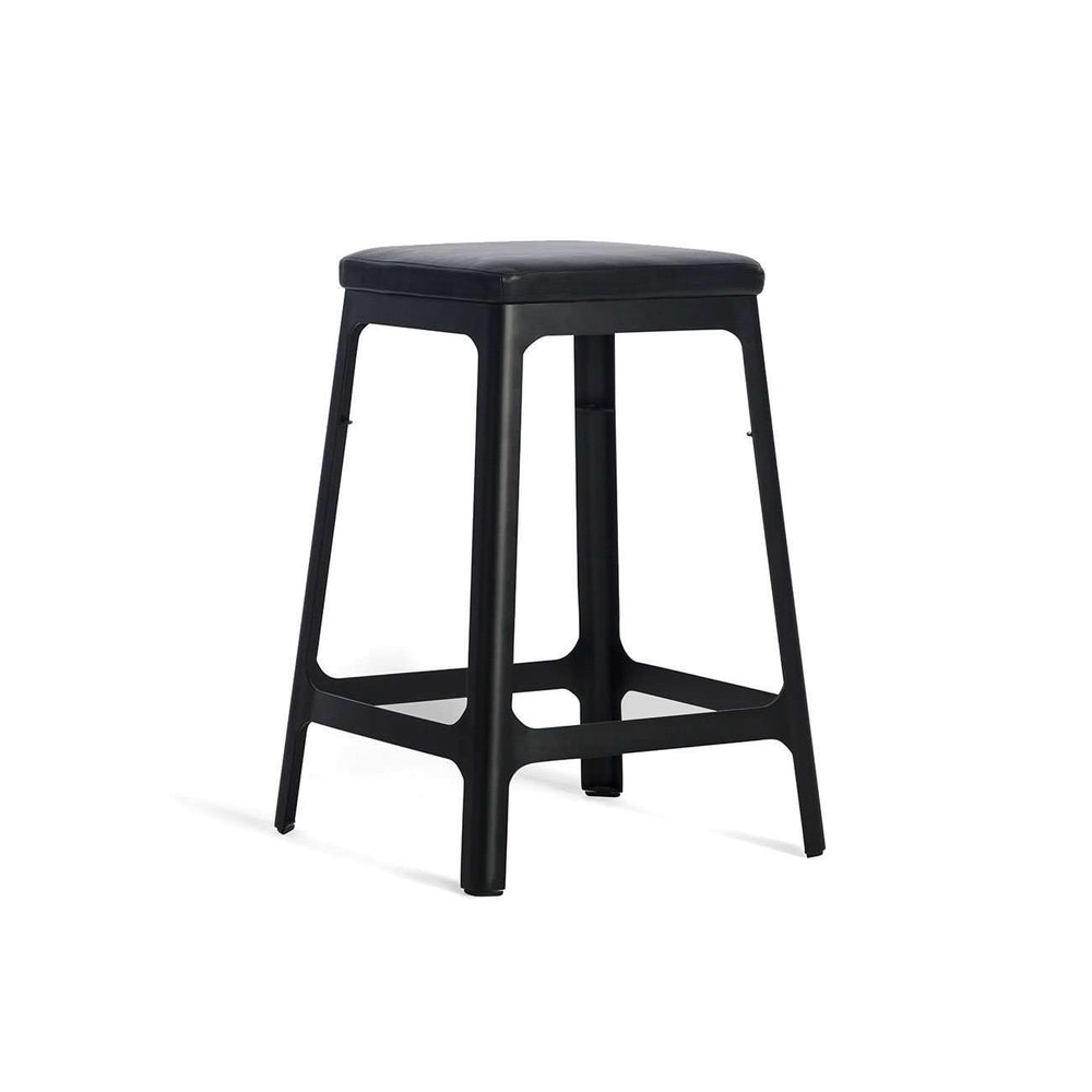 Dix Street Counter Stool with Leather Pad-France & Son-FEB0406BLK-Bar Stools-2-France and Son