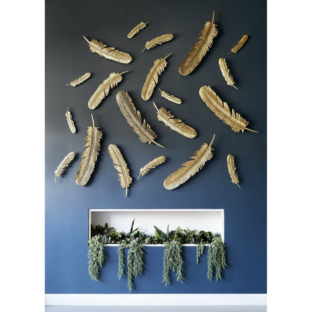 Feathers Small Gold Wall Art Set-Phillips Collection-PHIL-PH67716-Decor-2-France and Son