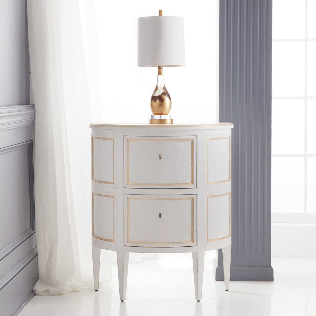 Covington Demilune Two Drawer-Modern History-MODERN-MH615F02-Side TablesPainted White-3-France and Son