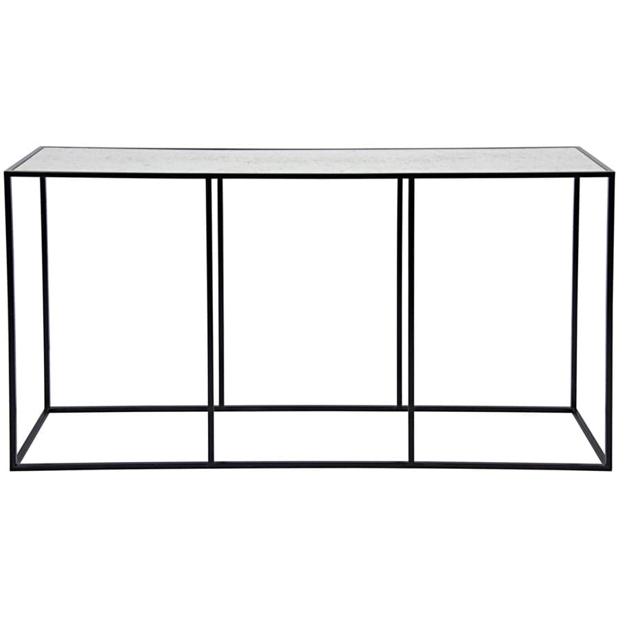 Convention Sofa Table Black Metal and Antique Glass-Noir-NOIR-GCON233MTB-Console Tables-2-France and Son