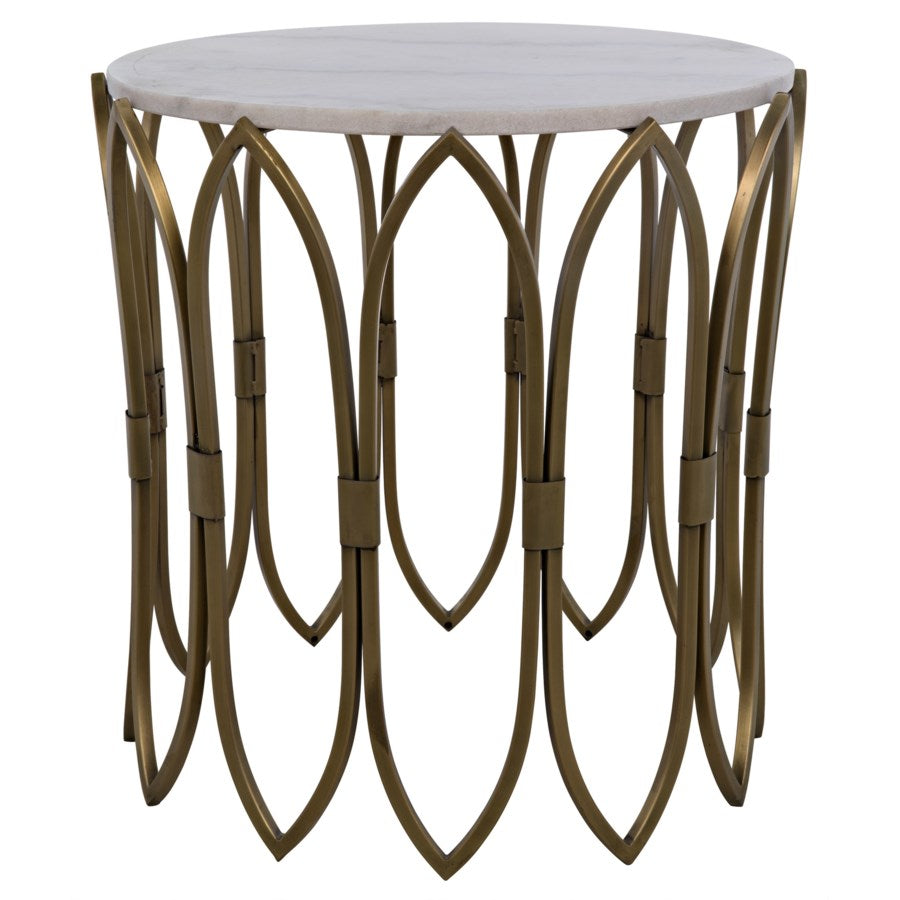 Nola Side Table, Metal W/Brass Finish-Noir-NOIR-GTAB846MB-Side Tables-1-France and Son