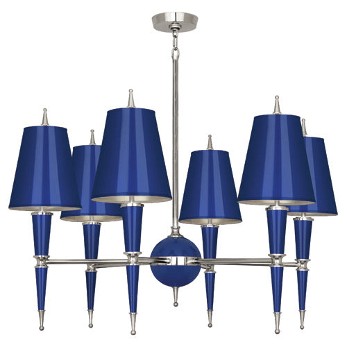 Jonathan Adler Versailles Chandelier-Robert Abbey Fine Lighting-ABBEY-C604-ChandeliersPolished Nickel-Navy-Navy-1-France and Son