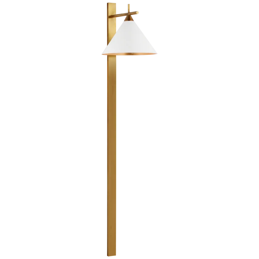 Clera 56" Statement Sconce-Visual Comfort-VISUAL-KW 2412AB-WHT-Outdoor Post LanternsAntique-Burnished Brass-Matte White Shade-2-France and Son