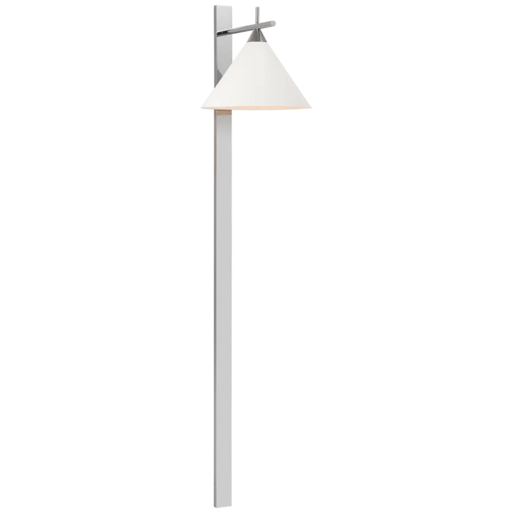 Clera 56" Statement Sconce-Visual Comfort-VISUAL-KW 2412PN-WHT-Outdoor Post LanternsPolished Nickel-Matte White Shade-4-France and Son