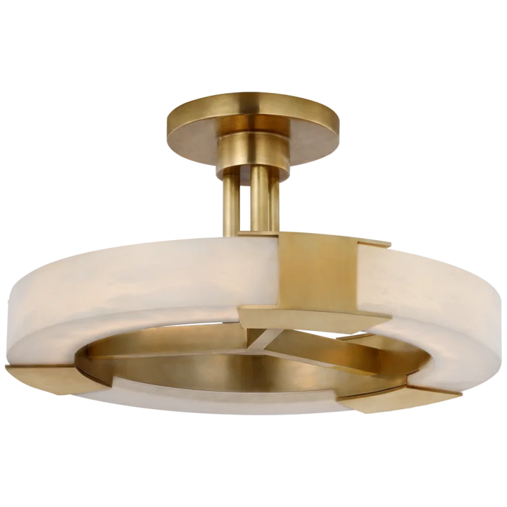 Cooper Medium Ring Semi - Flush Mount-Visual Comfort-VISUAL-KW 4142AB/ALB-Flush MountsAntique-Burnished Brass and Alabaster-1-France and Son