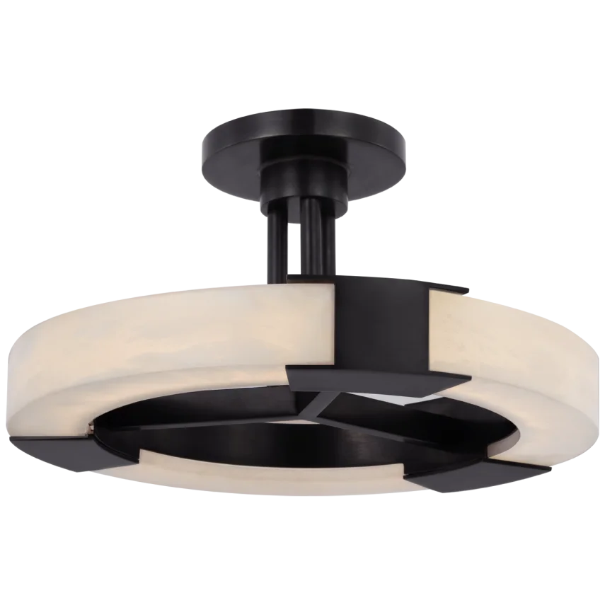 Cooper Medium Ring Semi - Flush Mount-Visual Comfort-VISUAL-KW 4142BZ/ALB-Flush MountsBronze and Alabaster-2-France and Son