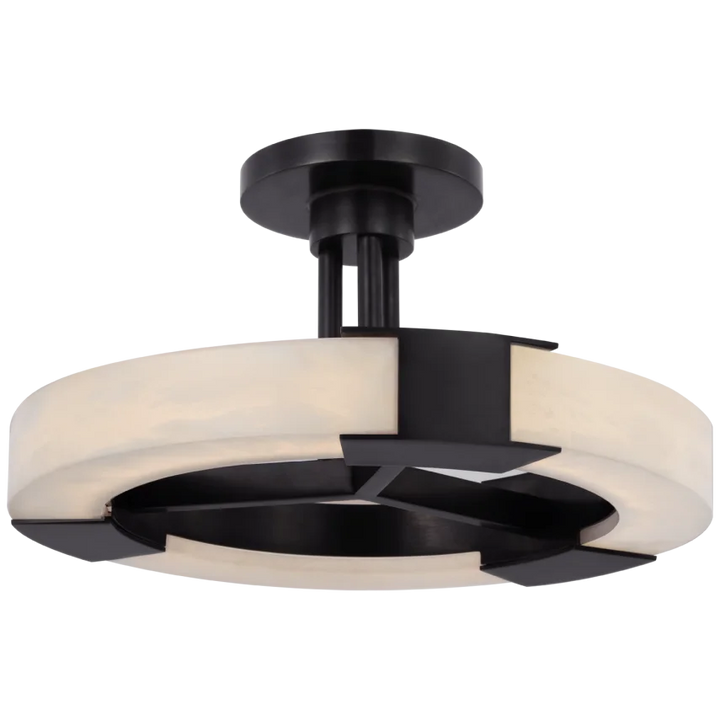 Cooper Medium Ring Semi - Flush Mount-Visual Comfort-VISUAL-KW 4142BZ/ALB-Flush MountsBronze and Alabaster-2-France and Son