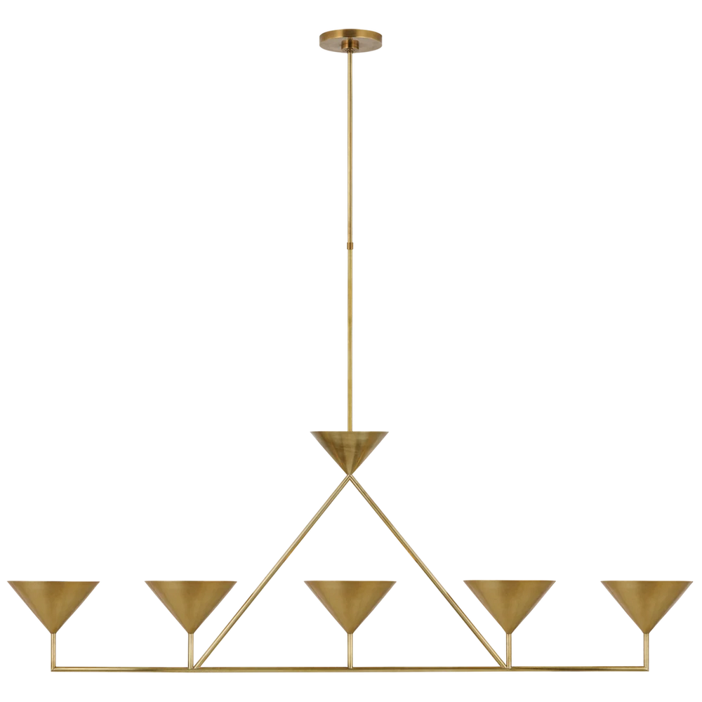 Orla XL 5-Light Linear Chandelier-Visual Comfort-VISUAL-PCD 5216HAB-ChandeliersHand-Rubbed Antique Brass-2-France and Son