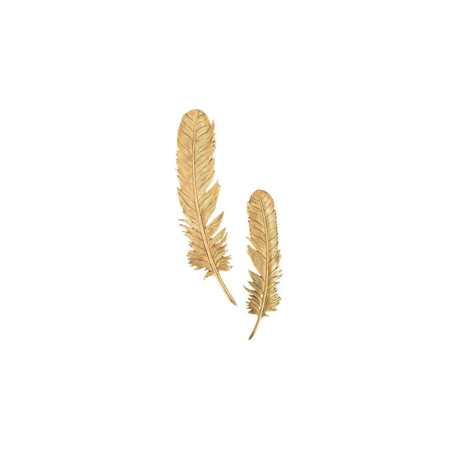 Feathers Small Gold Wall Art Set-Phillips Collection-PHIL-PH67716-Decor-1-France and Son