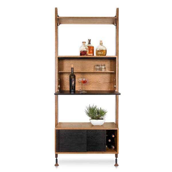 Theo Modular Shelving with Bar by District Eight-Nuevo-NUEVO-HGDA495-Bookcases & CabinetsHard Fumed-1-France and Son