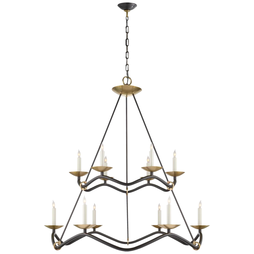 Chowy Two - Tier Chandelier-Visual Comfort-VISUAL-S 5041AI-ChandeliersAged Iron-1-France and Son