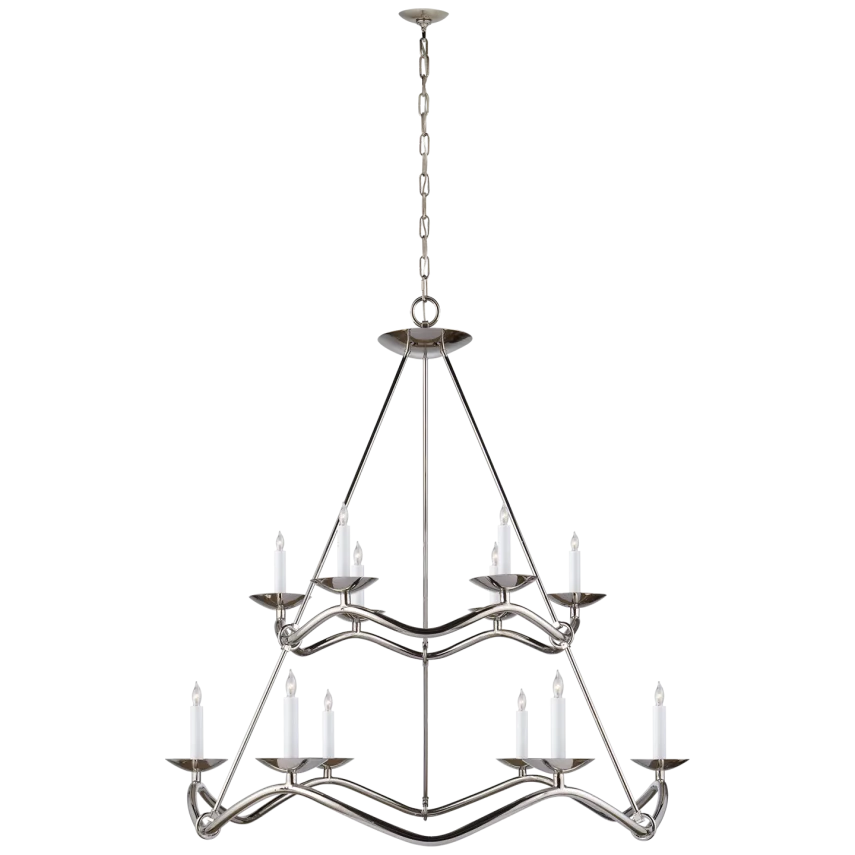 Chowy Two - Tier Chandelier-Visual Comfort-VISUAL-S 5041PN-ChandeliersPolished Nickel-2-France and Son