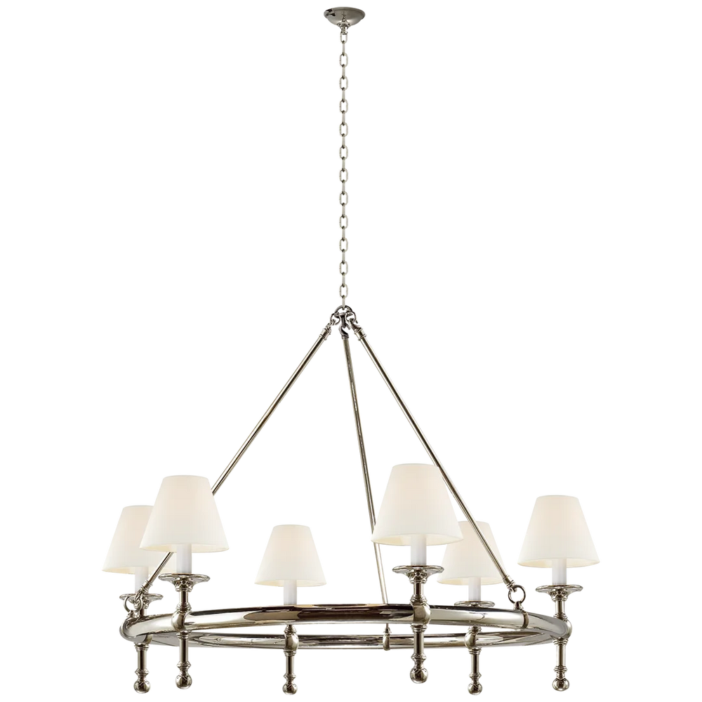 Classical Ring Chandelier-Visual Comfort-VISUAL-SL 5812PN-L-ChandeliersPolished Nickel-Natural Paper Shades-2-France and Son