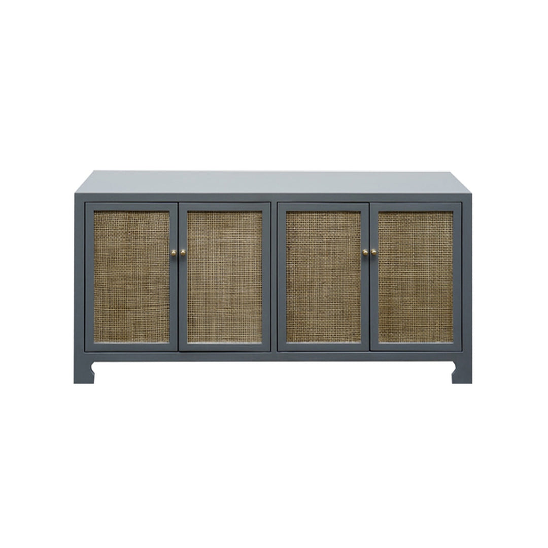 Sofia Cane Cabinet with Brass Hardware-Worlds Away-WORLD-SOFIA GRY-Sideboards & CredenzasGrey Lacquer-1-France and Son