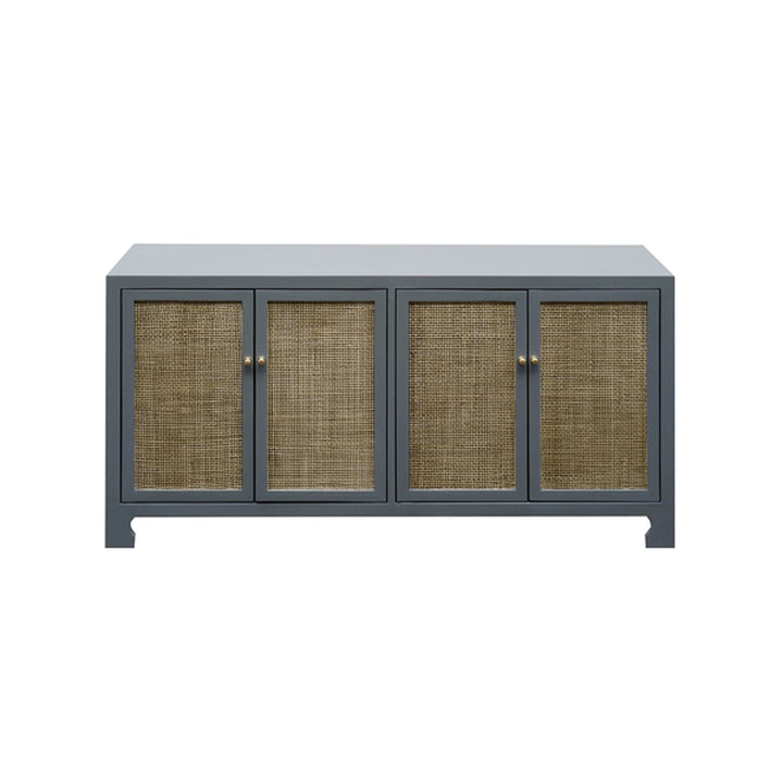 Sofia Cane Cabinet with Brass Hardware-Worlds Away-WORLD-SOFIA GRY-Sideboards & CredenzasGrey Lacquer-1-France and Son