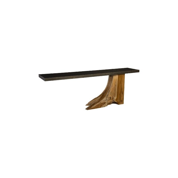 Teak Wood Console Table - Iron Sheet Top-Phillips Collection-PHIL-TH89260-Console Tables-1-France and Son