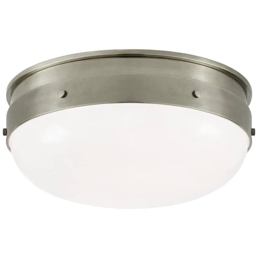 Hickory Flush Mount-Visual Comfort-VISUAL-TOB 4063AN-WG-Flush MountsSmall-Antique Nickel-White Glass-5-France and Son