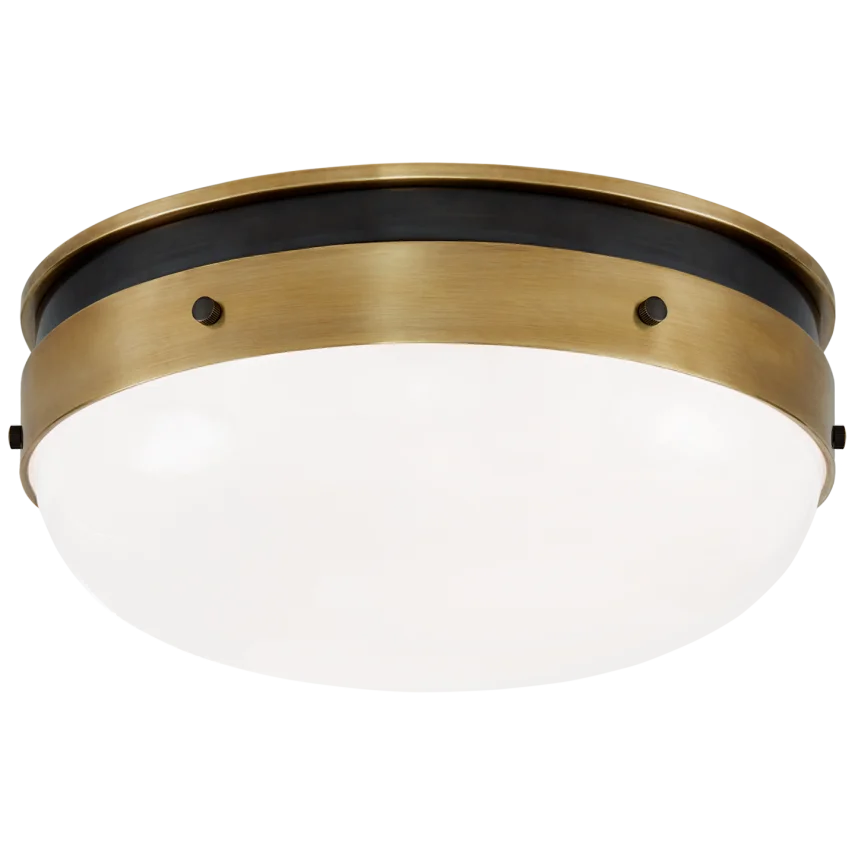 Hickory Flush Mount-Visual Comfort-VISUAL-TOB 4063BZ/HAB-WG-Flush MountsSmall-Bronze and Hand-Rubbed Antique Brass-White Glass-6-France and Son
